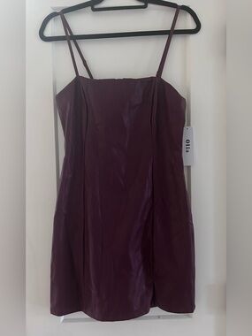 Olia burgundy wine faux leather mini dress medium